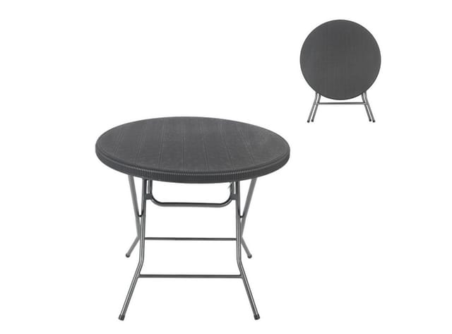 Sekey Klapptisch Klappbarer Tisch Campingtisch Faltbar Buffettisch Gartentisch Rund, Ø 81cm x 73cm H, Klappbar, Schwarz