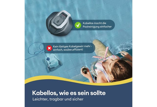 Ultenic Poolroboter Ultenic Poolroboter, 90 Minuten,2.5L Behälter,Selbstparker, 5200mAh,2 Bürstenlose Motoren,Automatische Reinigung