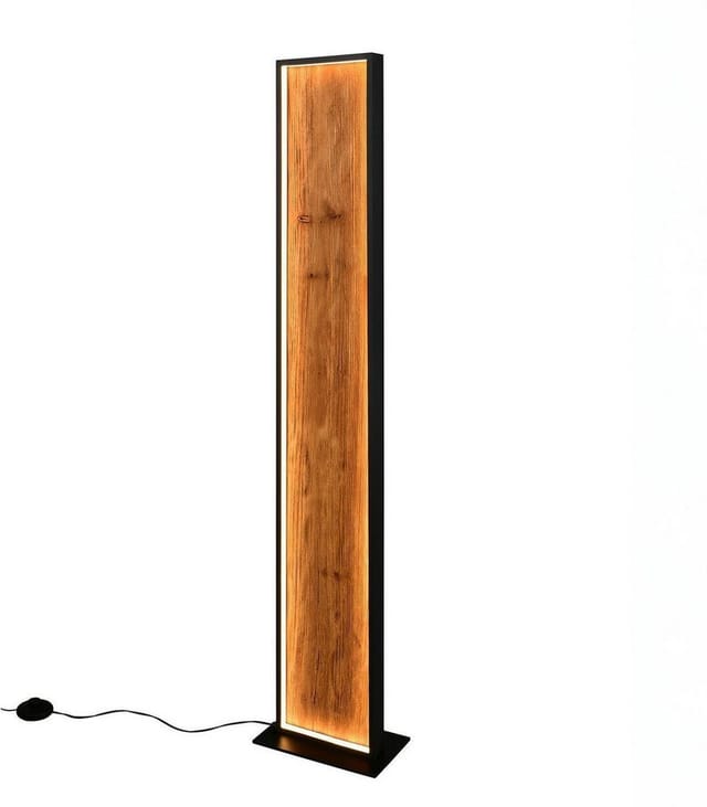 TRIO Leuchten LED Stehlampe KALEA, Braun, Schwarz, Holz, Metall, Dimmfunktion, LED fest integriert, Extra-Warmweiß, B 23 x H 120 x T 16 cm