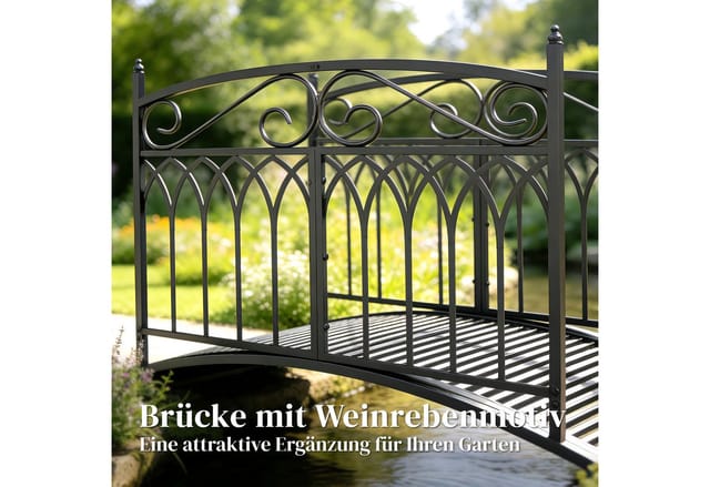 Outsunny Zierbrücke mit Sicherheitsgeländern, Antik-Optik, (Gartenbrücke, 1 St., Metallbrücke), für Bach Teich einfache Montage