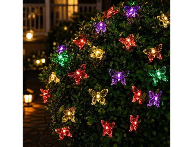 Salcar LED Solarleuchte Solarleuchten Garten Schmetterlinge Lichterkette Weihnachtsdeko, 10M 50 LED Bunt für Garten, Bäume, Terrasse, Weihnachten, Partys