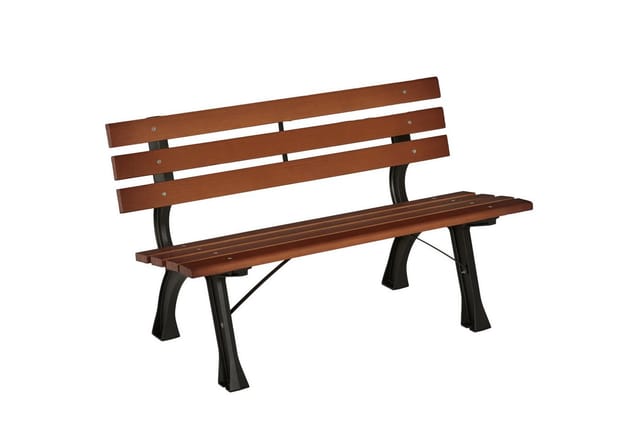 Outsunny Gartenbank Friesenbank, Holzbank für Garten, Balkon (Sitzbank, 1-St., Parkbank mit Rückenlehne), max. 240 kg, Kaffee, 120 x 57 x 70 cm
