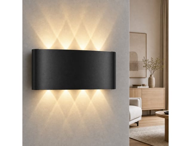 Nettlife Wandleuchte Schwarz Moderne 7W Warmweiß Innen & Aussen Wandlampe, LED fest integriert, Warmweiß, Schlafzimmer Wohnzimmer Flure