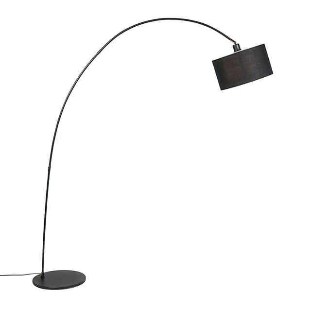 Qazqa Bogenlampe Vinossa, Dimmbar, LED wechselbar, Warmweiß, QAZQA Bogen­lampe, e27, Schwarz, Stahl, Modern