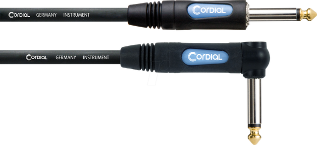 Cordial 3.0 m, REAN Klinke 6.3 mm mono / Winkelklinke 6.3 mm mono 13737 Audio- & Video-Kabel, PVC-Mantel