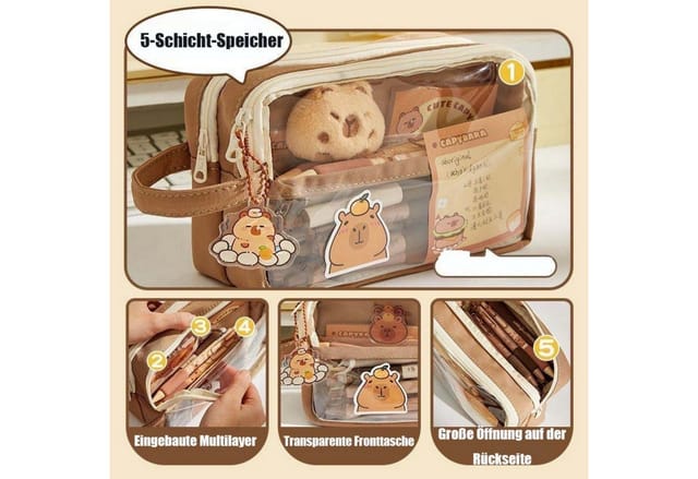 Agger Federmäppchen Capybara Federmäppchen, Groß, Für Kinder & Büro