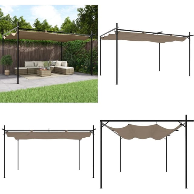 Pergola Mit Schiebedach Taupe 395x292x230 Cm - Schiebedach - Außenbereich