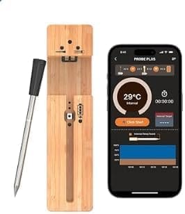 Kabelloses Digitales Fleischthermometer Mit Bis Zu 100 M Reichweite, Intelligentes Bluetooth-küchenthermometer, Grillthermometer Mit App-steuerung, Keramikgriff, Für Grill Und Backofen