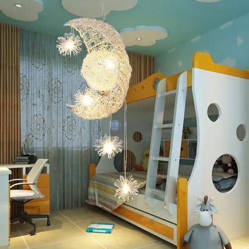 Moderne Mond Pendelleuchte Led Deckenleuchte 20cm Für Schlafzimmer, Wohnzimmer, Küche, Café - Warmweiß