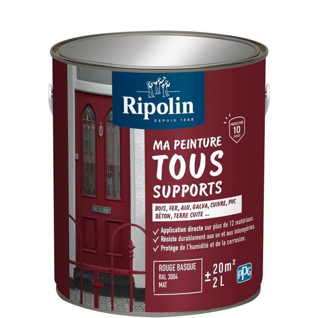 Mehrzweckfarbe - Baskischrot - Ral 3004 - Matt - Ripolin - 2l