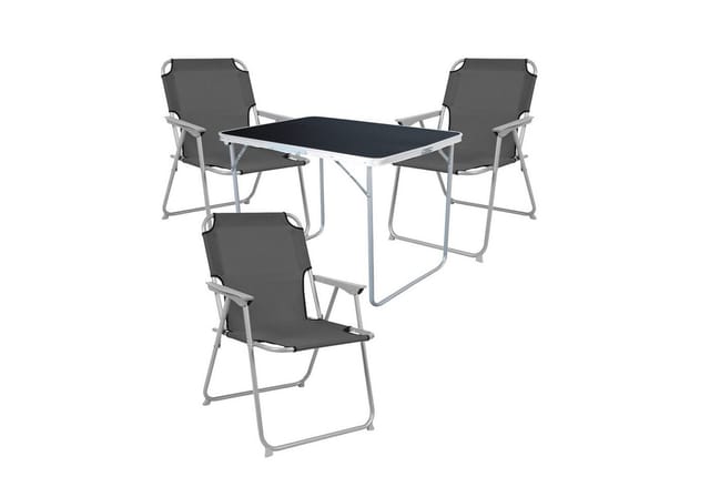 Mojawo - 4-tlg Campingsessel Grau + Campingtisch-mmc330870b+3xmpo2600-grau