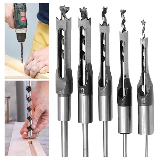 Hss-vierkantbohrer Für Holzbearbeitung – 5 Stück 6,4 Mm/8 Mm/9,5 Mm/11 Mm/12,7 Mm
