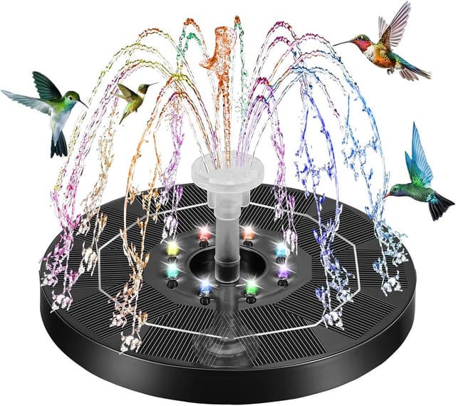 3w Solar-gartenbrunnen - Solarbrunnen Für Den Außenbereich - Schwimmender Teich-solarbrunnen Mit Beleuchtung - Mit 6 Düsen - Geeignet Für Gästebäder, Vogeltränken Usw.