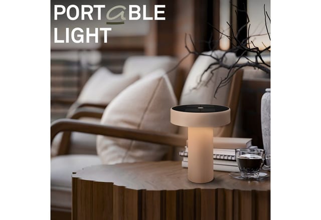 Briloner Led Tischlampe Kabellos Ø16x20cm 1w 150lm 3000k Warmweiß Solar Beige - Tischleuchte Wohnzimmer Flur Balkon