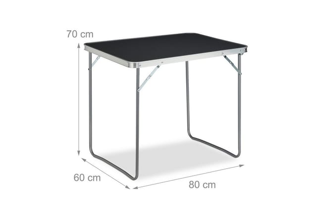 Relaxdays Campingtisch Klappbar, Aluminium, Mdf, Klapptisch Camping, Klein, Leicht, Hbt: 70 X 80 X 60 Cm, Silber/grau