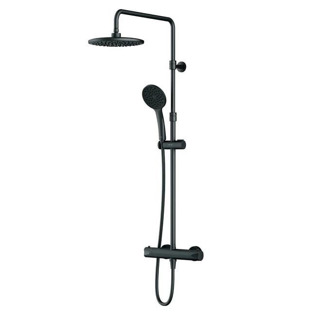 Duschsystem Regendusche Mit Thermostat, Schwarz, 38℃, Edelstahl Duscharmatur Set, Duschsäule Regendusche, Inkl. Verstellbar Duschstange F07ta422 - Am.pm