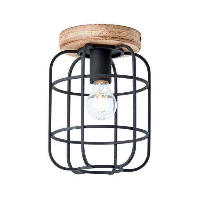 Brilliant - Lampe, Gwen Deckenleuchte 1flg Antik Holz/schwarz Korund, Metall/holz, 1x A60, E27, 40w,normallampen (nicht Enthalten)