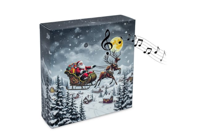 Weihnachts Soundbox Mit Merry Christmas Melodie - 12 Cm - Weihnachtsmusik Lautsprecher Mit Festlichem Motiv Und Bewegungsmelder
