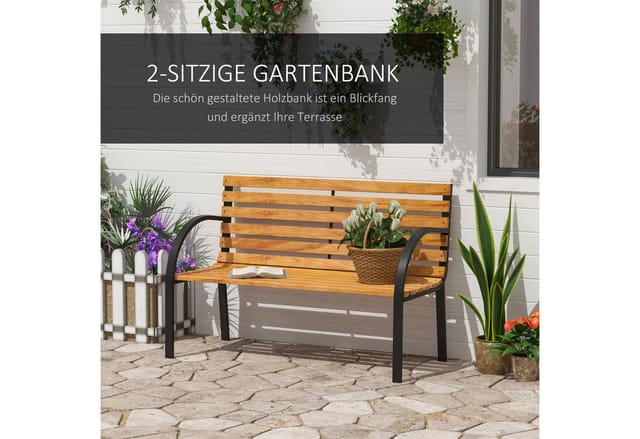 Outsunny Gartenbank, Holz, 2-Sitzer, BxHxT: 122 x 80 x 60 cm - braun