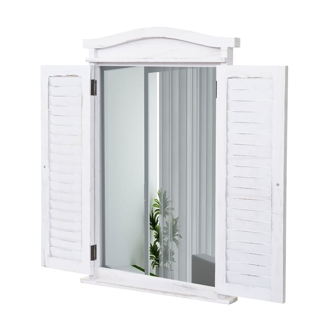 MCW Wandspiegel mit Fensterläden Shabby Weiß