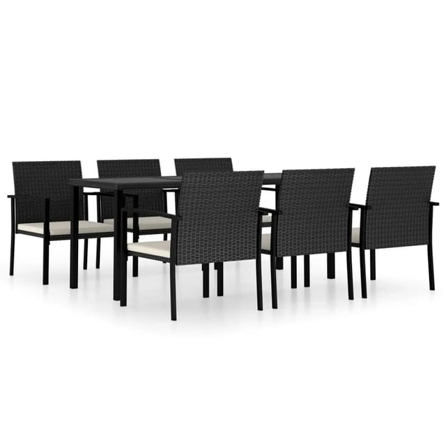 vidaXL 7-tlg Garten-Essgruppe Poly Rattan Schwarz Modell 18