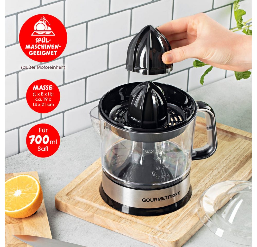 GOURMETmaxx Zitruspresse 0,7l 40W Edelstahl Bild 4