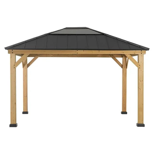 Sunjoy Zedernholz Gazebo BRURI - 336cm x 394cm, anthrazit