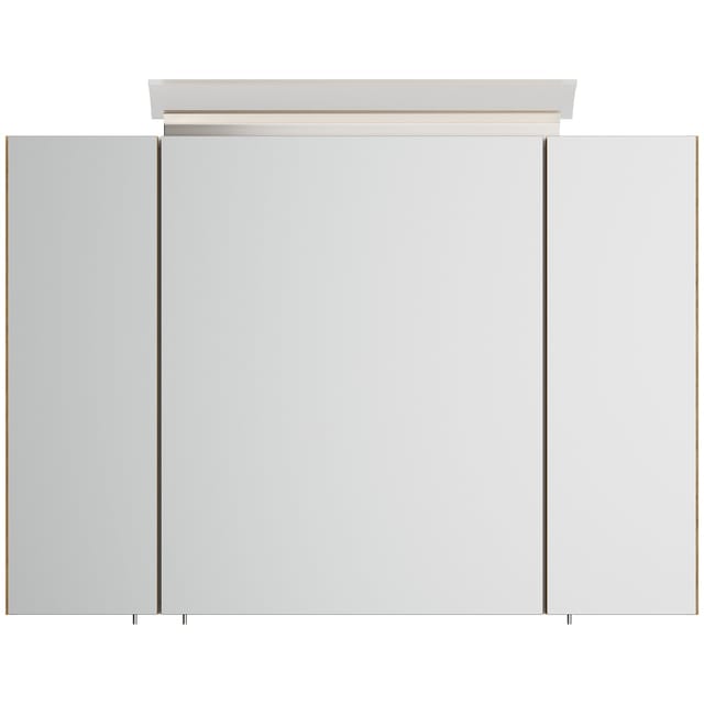 Spiegelschrank 90cm inkl. Design LED-Lampe und Glasböden weiss hochglanz