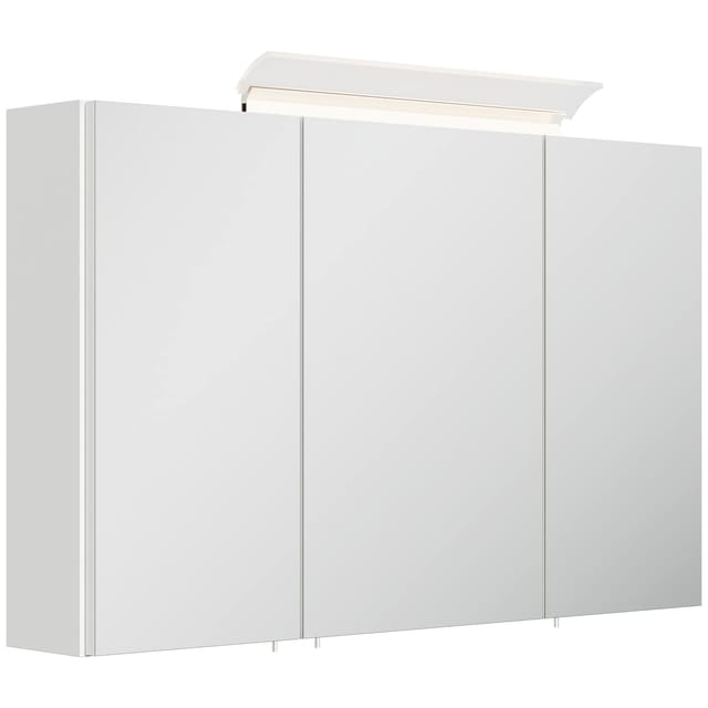 Spiegelschrank 100cm inkl. Design LED-Lampe und Glasböden weiss hochglanz