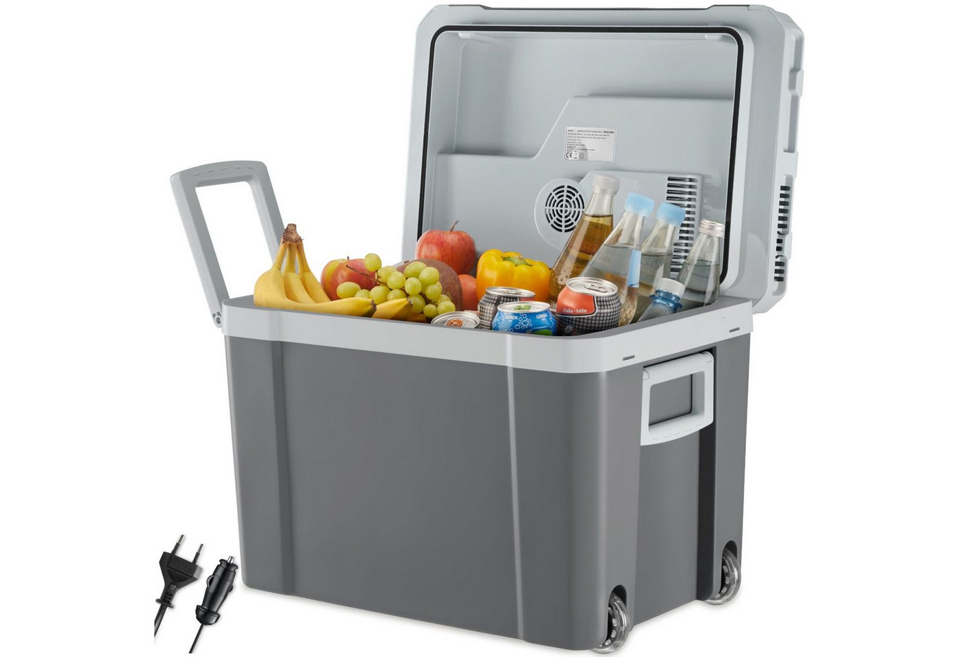tectake® Elektrische Kühl- und Wärmebox, 35 l Fassungsvermögen, robustes Kunststoffgehäuse, mit Rollen, Steckdosen- und Autoanschluss Bild 4