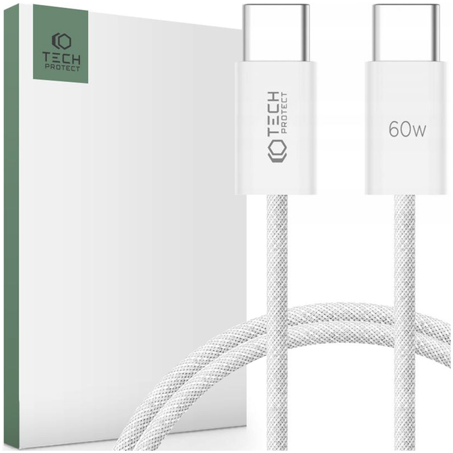Tech-Protect UltraBoost Classic USB-C / USB-C PD 60W 3A 1m Cable - White