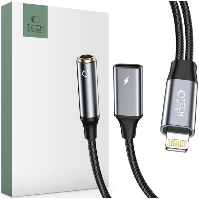 Tech-Protect UltraBoost Lightning Cable (Male) / Mini Jack 3.5mm (Female) - Lightning (Female) - Black