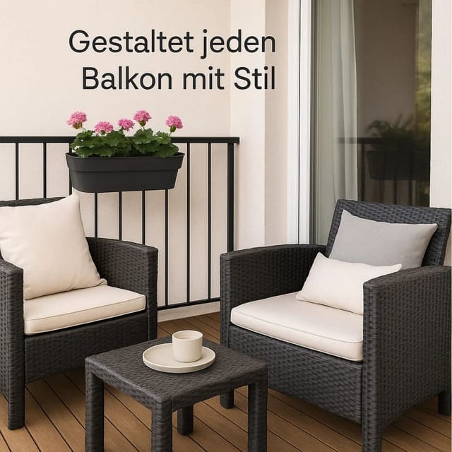 BigDean Balkonkasten 4x Balkongeländer 50cm Blumenkästen mit Wasserspeicher Balkonkasten (Set, 4 St., Balkongeländerkasten), Klassisches Design, Balkonhalterung bis 5cm