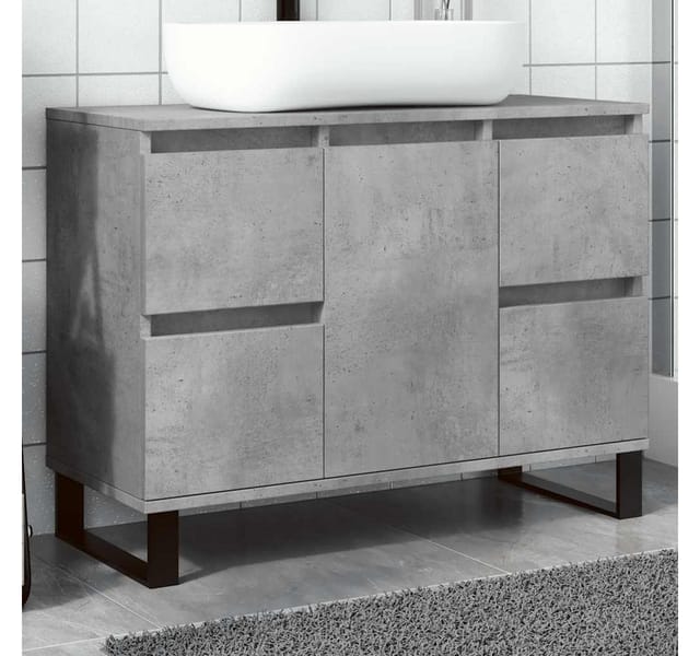 vidaXL Badezimmer-Set Waschbeckenunterschrank Betongrau 80x33x60 cm Holzwerkstoff, (1-St)