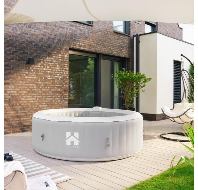 HOME DELUXE Whirlpool Outdoor Whirlpool SPLASH - 6 Personen, aufblasbares Aufstellbecken, (inkl. Abdeckung), 130 Luftdüsen, aufblasbar auf Knopfdruck