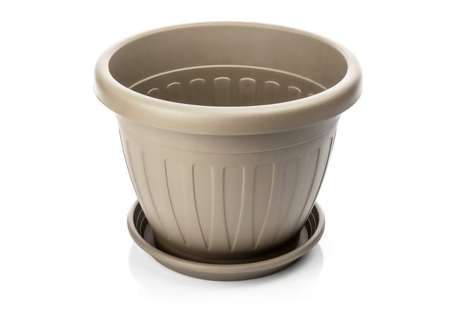 BigDean Blumentopf 3x Pflanzkübel mit Untersetzer rund ø40xH31 cm Mokka/braun (Set, 3 St., Pflanzkästen), Blumentopf, Pflanzkübel, Wetterfest, UV-Beständig, Langlebig