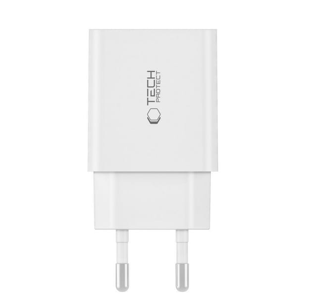 TECH PROTECT C35W USB-Ladegerät (3500 mA, Ladegerät mit Kabel, Ladegerät mit Kabel, 2× USB-C PD 35 W Schnellladegerät mit USB-C/USB-C-Kabel)