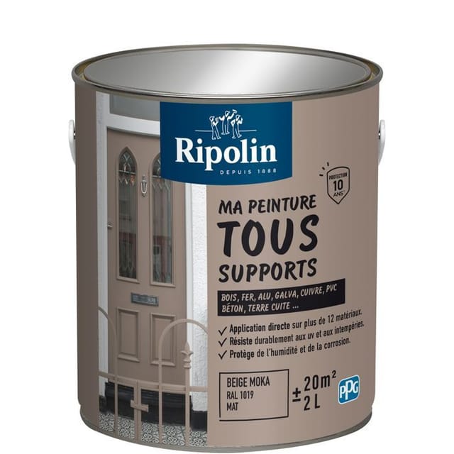 Mehrzweckfarbe - Beige Mokka - Ral 1019 - Matt - Ripolin - 2l