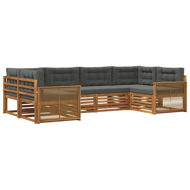 Outdoor-sofagarnitur Mit Kissen 6 Pcs Natur Und Anthrazit Vidaxl