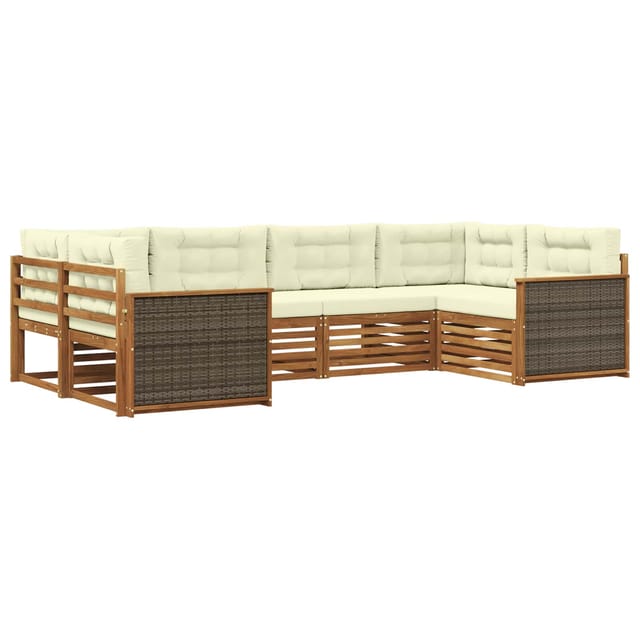 Outdoor-sofagarnitur Mit Kissen 6 Pcs Natur Und Creme Vidaxl