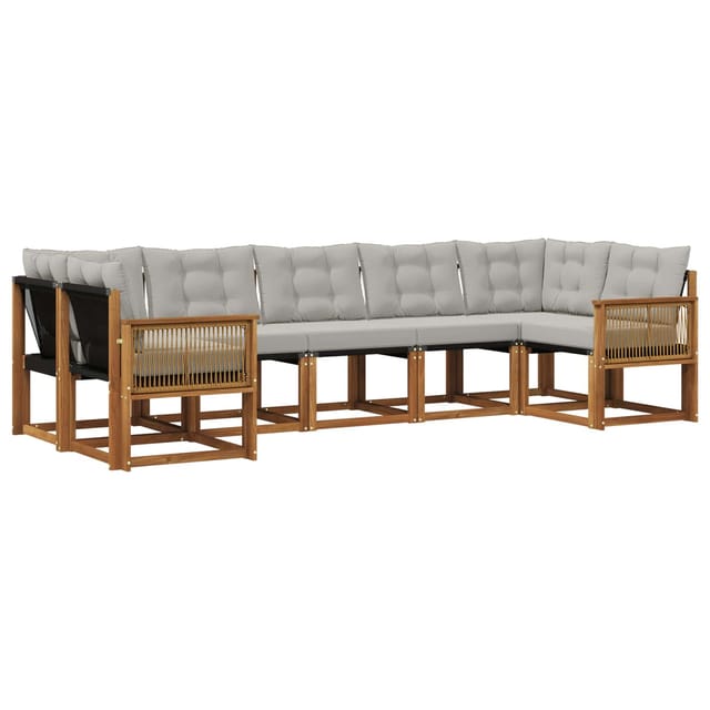 Outdoor-sofagarnitur Mit Kissen 7 Pcs Natürlich Und Hellgrau Vidaxl