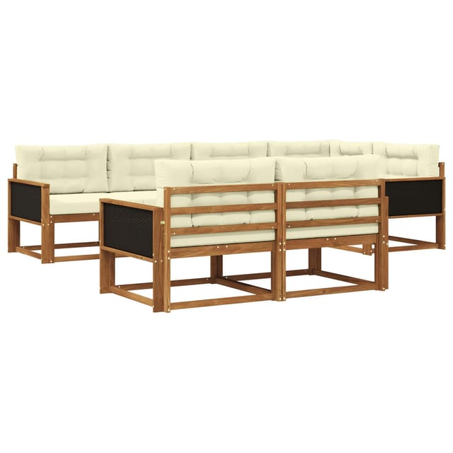 Outdoor-sofagarnitur Mit Kissen 7 Pcs Natur Und Creme Vidaxl