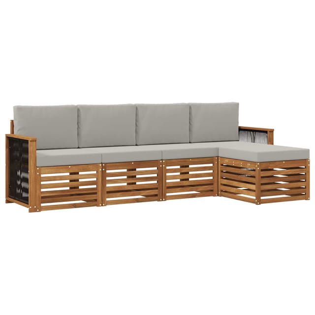Outdoor-sofagarnitur Mit Kissen 5 Pcs Natürlich Und Hellgrau Vidaxl