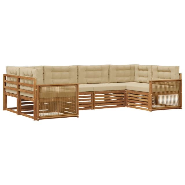 Outdoor-sofagarnitur Mit Kissen 6 Pcs Natur Und Beige Vidaxl