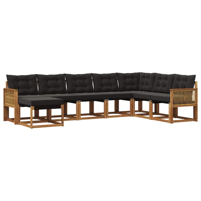 Outdoor-sofagarnitur Mit Kissen 8 Pcs Natürlich Und Schwarz Vidaxl