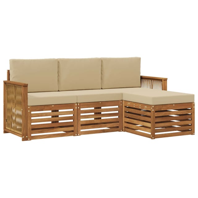 Outdoor-sofagarnitur Mit Kissen 4 Pcs Natur Und Beige Vidaxl