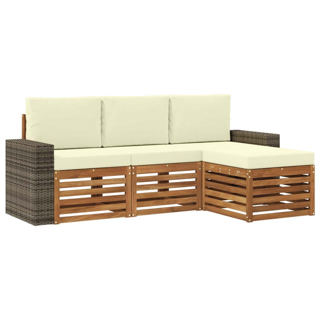 Outdoor-sofagarnitur Mit Kissen 4 Pcs Natur Und Creme Vidaxl