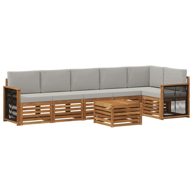 Ecksofa Set Mit Kissen 6 Pcs Natürlich Und Hellgrau Vidaxl