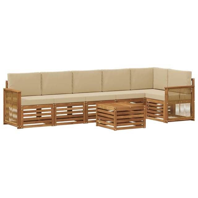 Ecksofa Set 6 Pcs Natur Massives Akazienholz Und Polyester Vidaxl