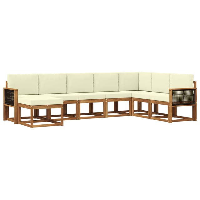 Outdoor-sofagarnitur 8 Pcs Natur Und Creme Massivholz Akazie Vidaxl